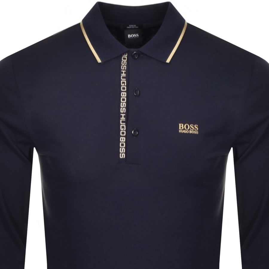 Alternative Image for ProductBOSS Pleesy 4 Long Sleeved Polo T Shirt Navy2